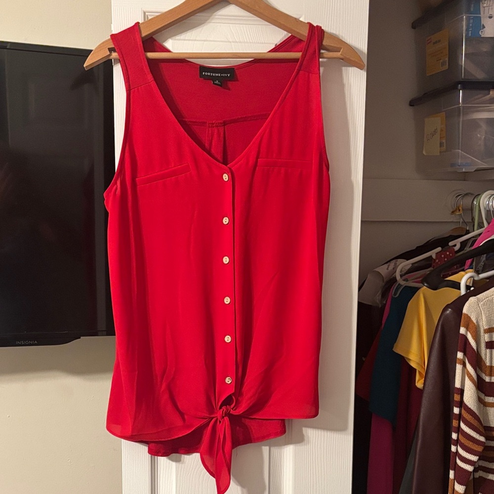 Forever 21 Scarlet Button-Front Tank Top